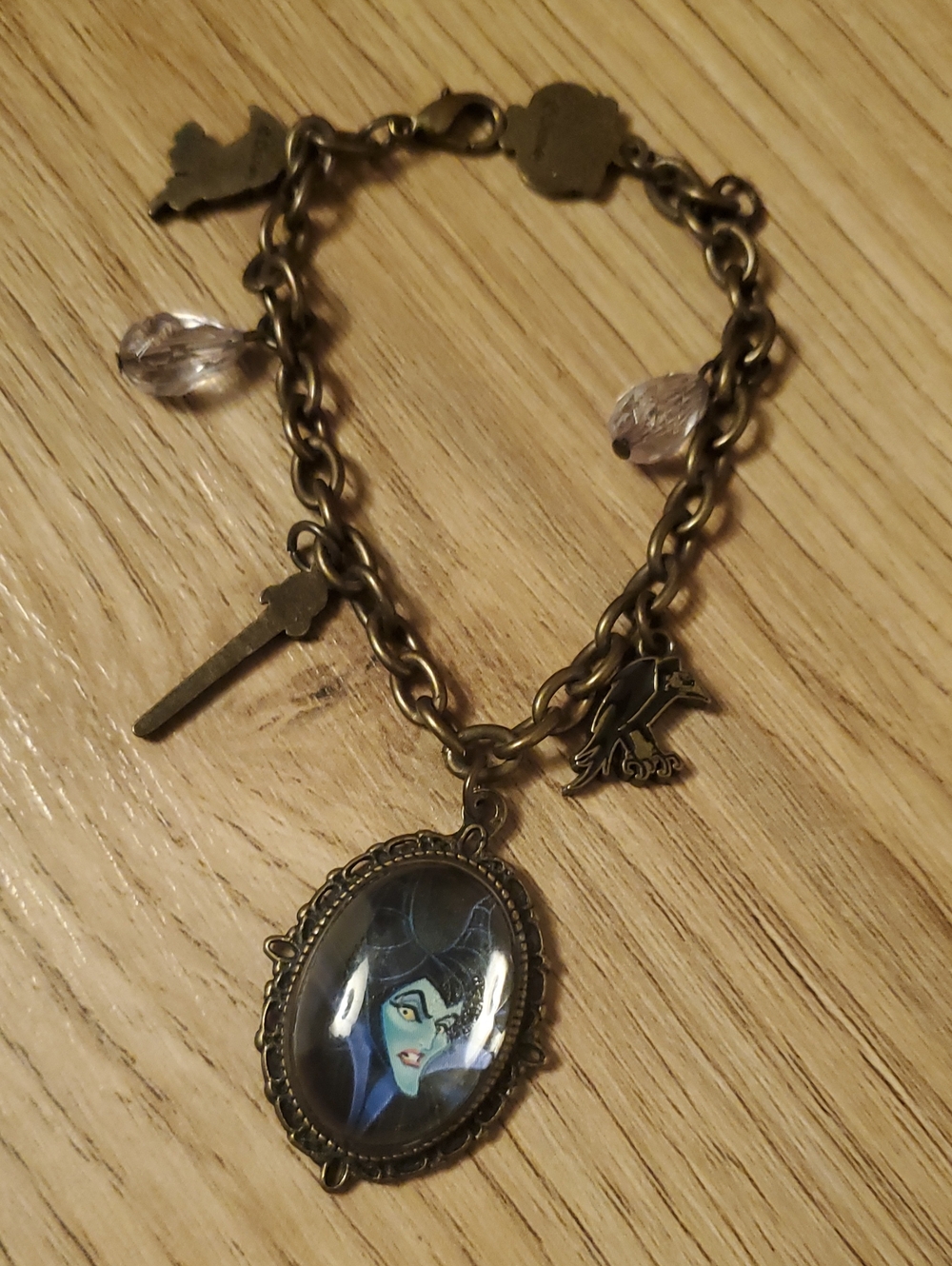 Disney Villains Maleficent Cameo Charm Bracelet Kids Size 6"/ Adult Small Wrist